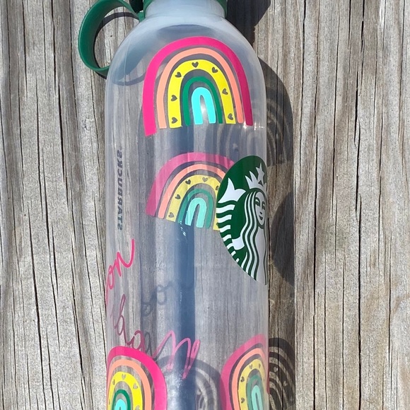 Boho rainbow Starbucks water bottle - Picture 4 of 5